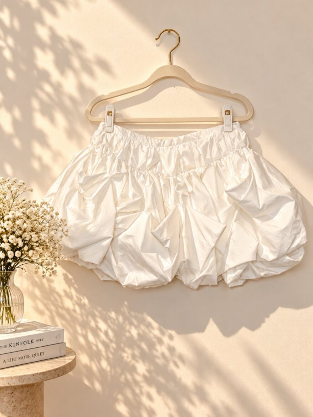 ZARA White Voluminous Bubble Mini Skirt Size M NWOT